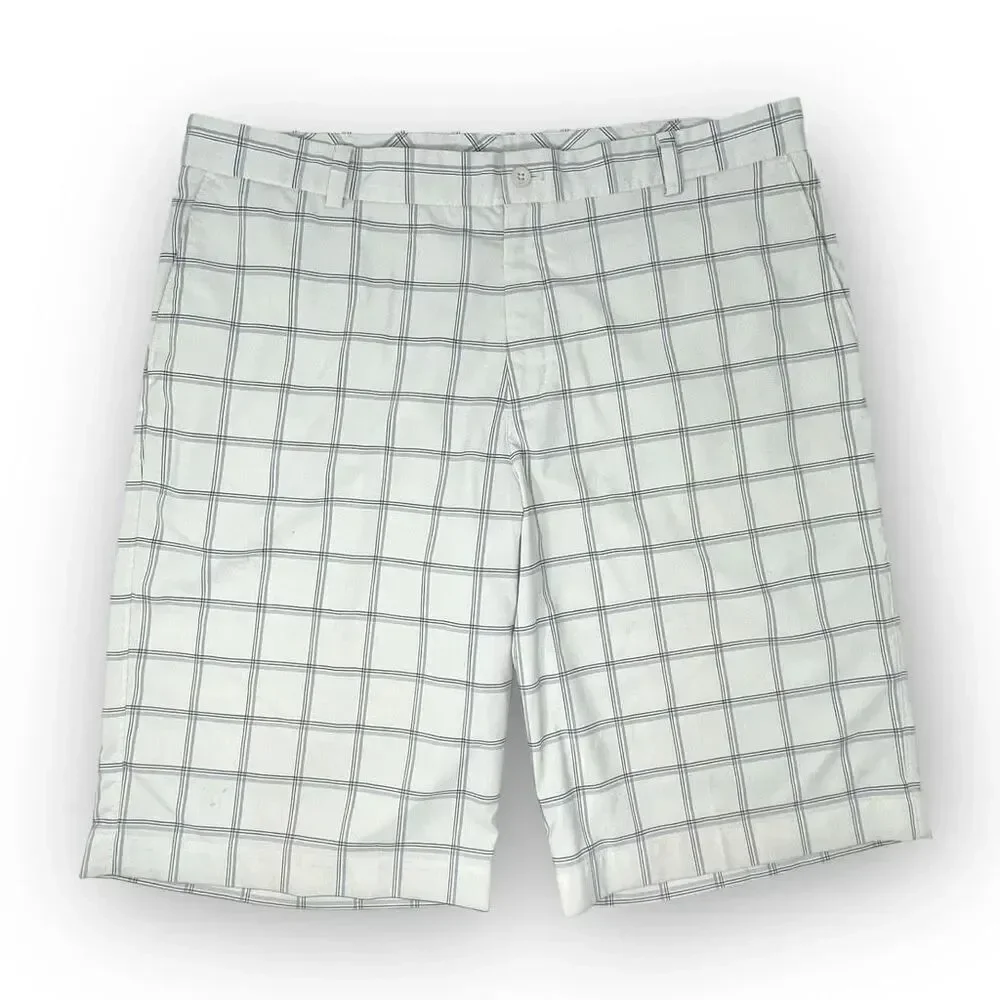 Nike White Black Gray Check Performance Golf Shorts 487306 Men’s Size 36 Flawed